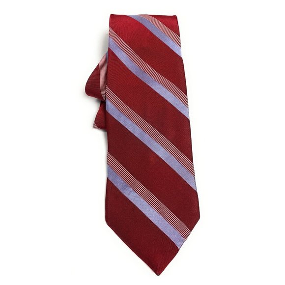 LUCIANO BARBERA Current Red Striped Silk Tie ITALY 60" L 3.3" W
